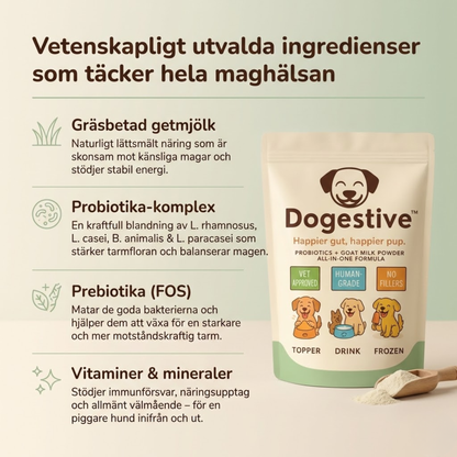 Dogestive™ – Dagligt tillskott för en gladare och friskare hund